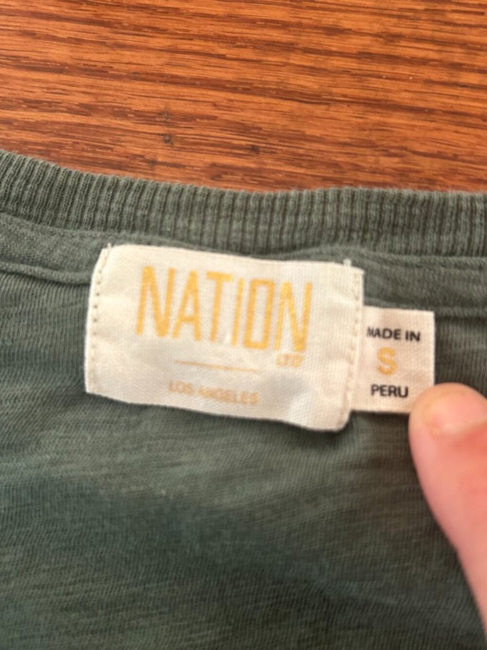 Nation LTD Celine Puff Sleeve Smocked Tee Pine Green Pima Cotton Size Small - Picture 10 of 14